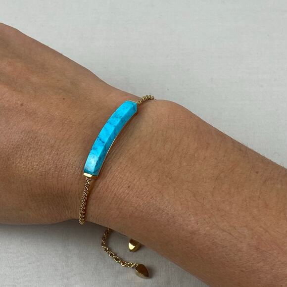 Monica Vinader Linear Turquoise 18K Yellow Gold Vermeil over Sterling Bracelet - Picture 5 of 7